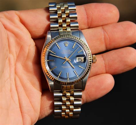 rolex datejust blue dial vintage